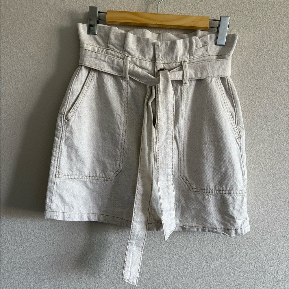 Free People ‘Splendor In The Grass’ Mini Skirt Belted Women’s 2 Cream Bohemian - Picture 2 of 8